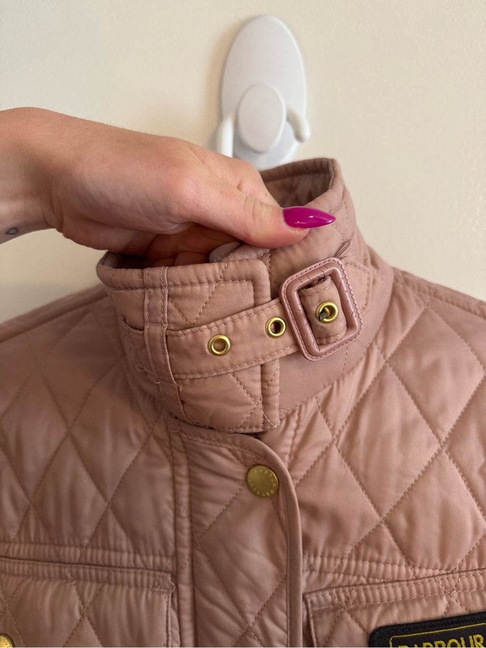 Barbour Quilted Belted Utility Jacket in Rose Taupe - Picture 5 of 14